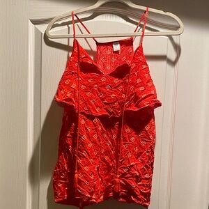 Old Navy Vibrant Red Camisole with Diamond Pattern